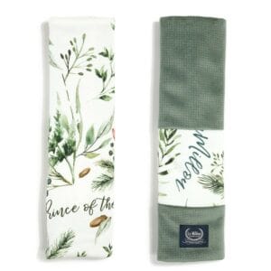 La Millou Seatbelt Cover Forest Khaki Velvet Organic Jersey Collecttion