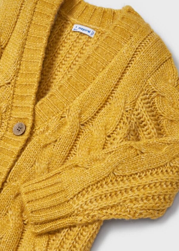 Mayoral Sweterek trykotowy w warkoczowy splot dla dziewczynki 4310-93, sweter rozpinany