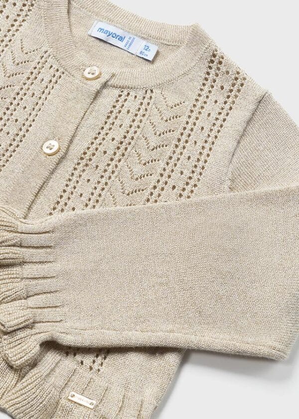 Mayoral rozpinany sweterek dziewczęcy trykotowy, złoty 1366-55