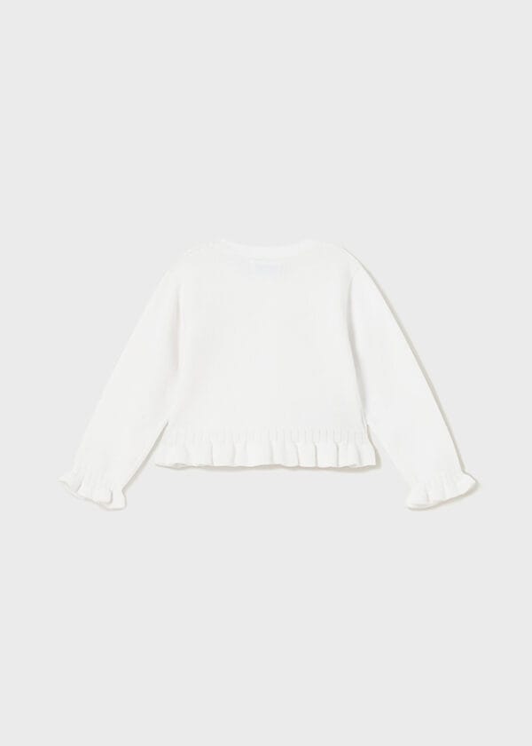 Mayoral rozpinany sweterek dziewczęcy trykotowy, biały 1366-56