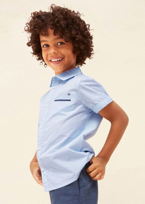 Mayoral Błękitna koszula z krótkim rękawem dla chłopca 3159-82