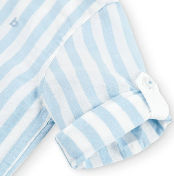 Boboli Niemowlęca lniana koszula w paski z długim rękawem 716015-9002