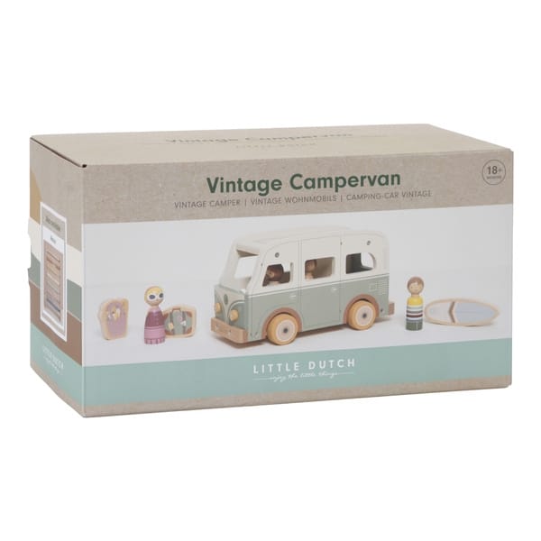 Little Dutch campervan Vintage auto i figurki drewniane, zabawka dla dziecka.