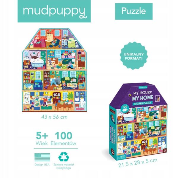 Mudpuppy Puzzle konturowe Mój dom 100 elementów 5+ MP76816