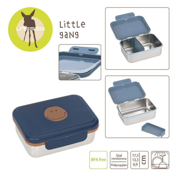 Lassig Lunchbox ze stali nierdzewnej Little Gang Smile navy