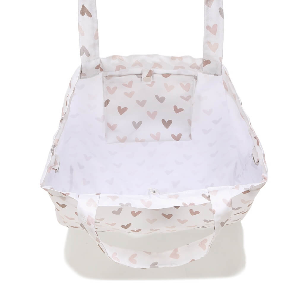 La Millou Torba Shopper Bag z kieszonką Heartbeat Beige na ramię