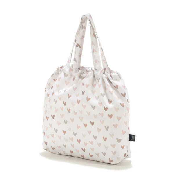 La Millou Torba Shopper Bag z kieszonką Heartbeat Beige na ramię