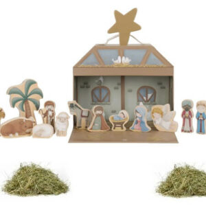 Little Dutch Szopka drewniana FSC X-MAS z siankiem na stół, Bożonarodzeniowa