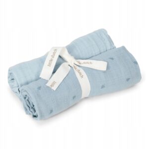 Little Dutch Otulacze muślinowe 70 x 70 cm (2 szt.) Pure Denim Blue
